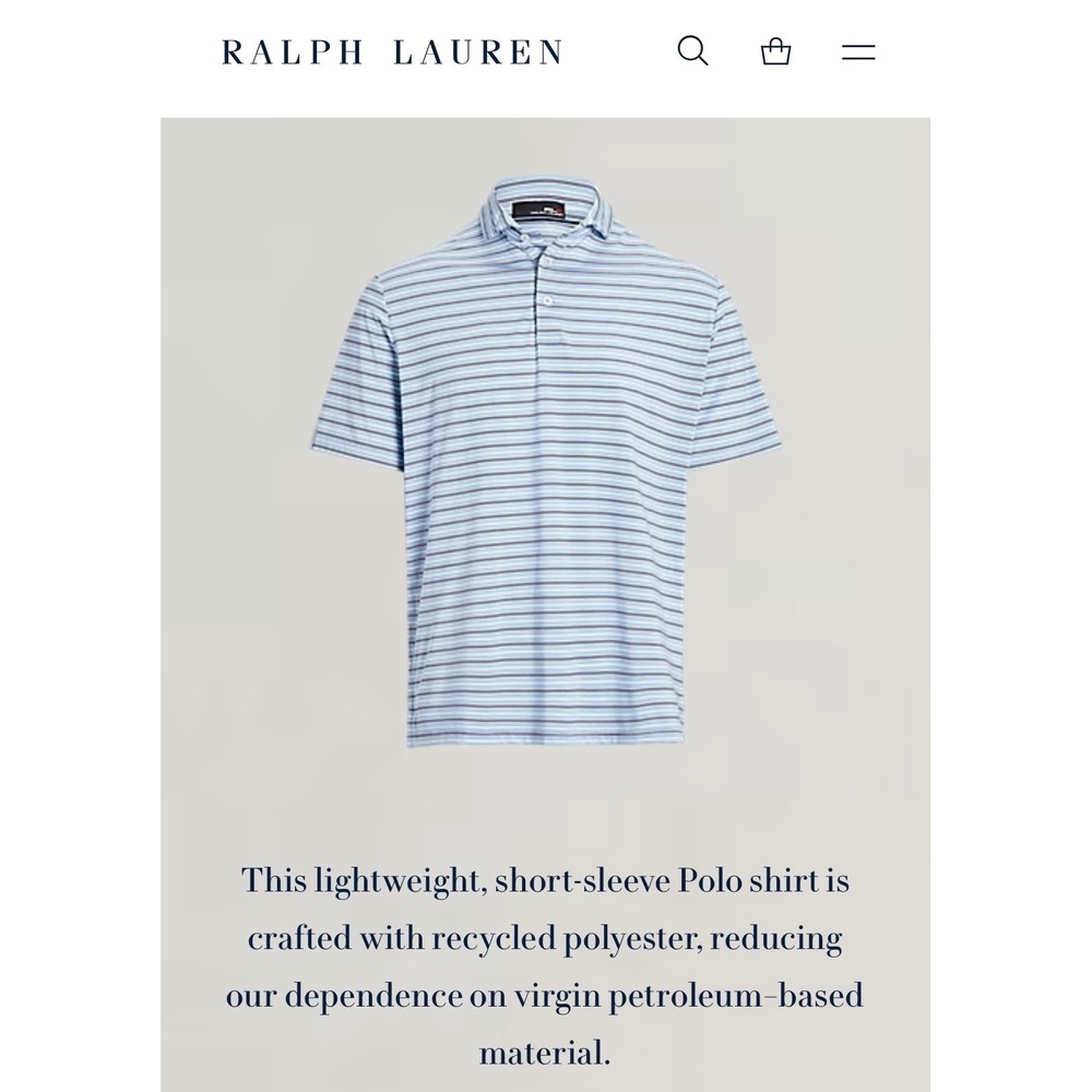RLX Ralph Lauren Polo Shirt Mens XXL Blue Striped Performance Short Sleeve Golf